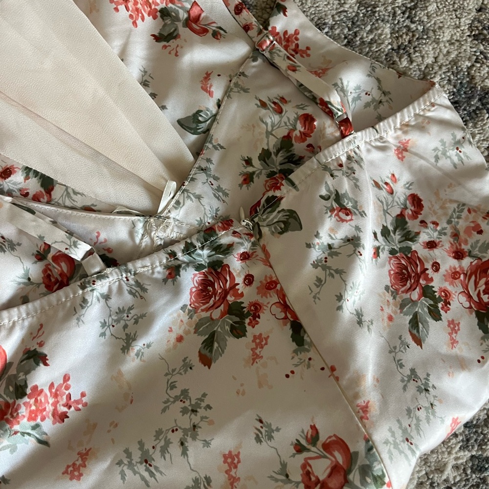 Princess Polly Floral Mini Dress in Ivory with Pink & Green Flowers - Picture 6 of 7